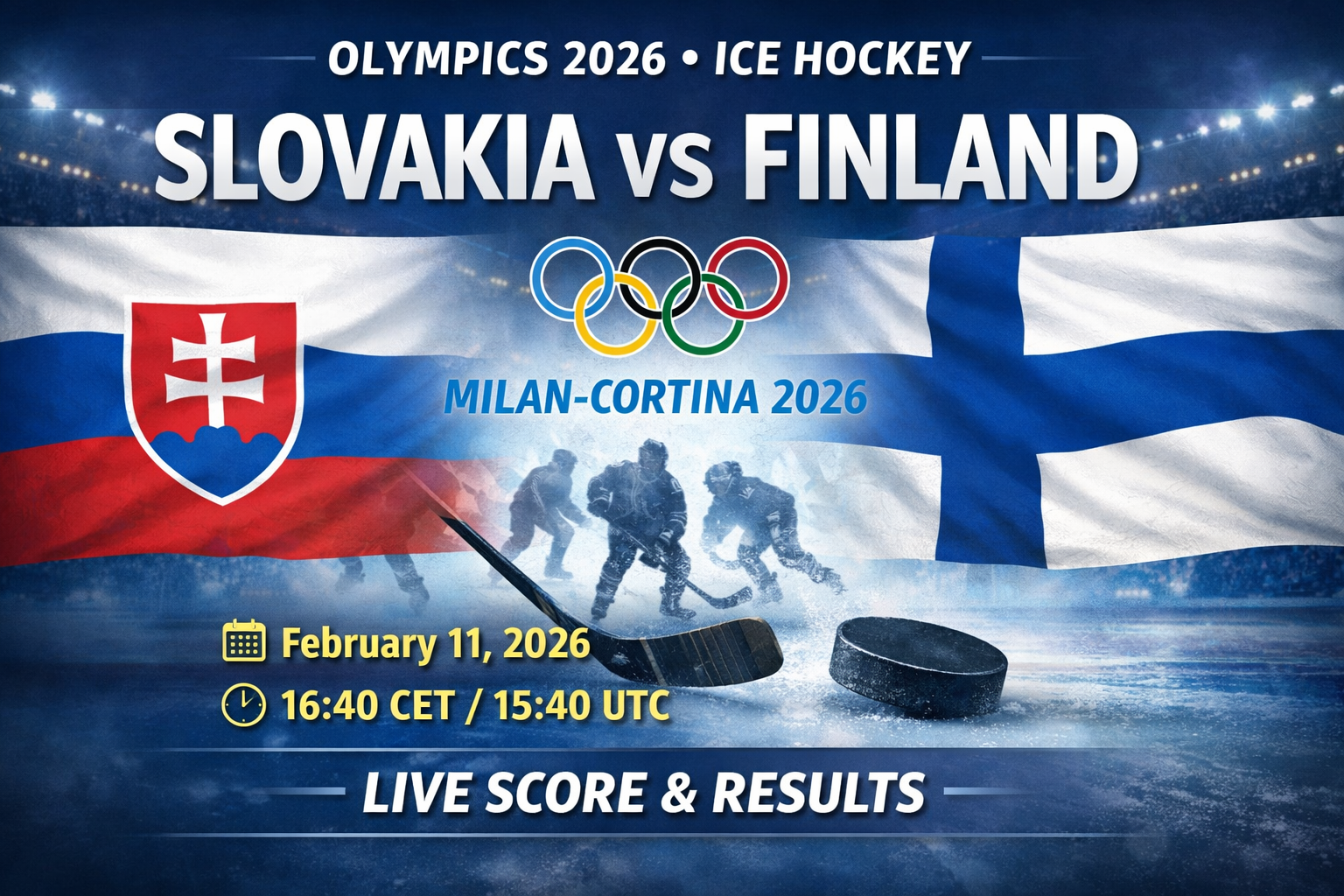 Slovakia vs Finland ice hockey at the 2026 Winter Olympics on 11 Feb 2026 — match time, live score, results, schedule, and how to watch.